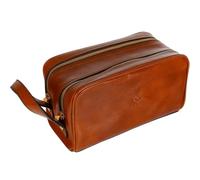 Leather Cosmetic Bag Toiletry Italian Classy Dopp Kit Brown - Time Resistance (Cognac)