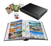 Leather Cover Photo Album With Memo Writing Area Slip in 402 Pockets hold 6x4 Photos for Wedding Anniversary Family Baby Vacation Dad’s Birthday Black