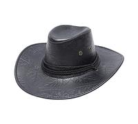 Leather Cowboy Hat Faux Leather Western Cowboy Hats for Men and Women Hat Cowboy Style Outback Hat with Buckle Band Leather Hat Australian Style Bush Cowboy Walking Trekking