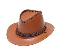 Leather Cowboy Hat Faux Leather Western Cowboy Hats for Men and Women Hat Cowboy Style Outback Hat with Buckle Band Leather Hat Australian Style Bush Cowboy Walking Trekking Khaki