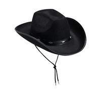 Leather Cowboy Hat for Men Women Solid Color Western Cowboy Hat Studded Belt-Decorated Hats Curved Brim Tie Back Hats Comfortable Panama Caps Fashionable Jazz Cap for Parties Black