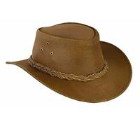Leather-Cowboy-Western-Aussie-Style-Bush-HAT-Brown-Waterproof-PULUP1 (X-Small)