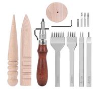 Leather Craft Hand Tools Kit Leather Working Tools Set Sewing Repair Kit Groover 4pcs Hole Prong Punches 3pcs Edge Polisher Hand Sewing DIY