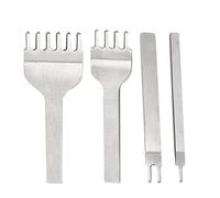 Leather Craft Tool, 4Pcs 1/2/4/6 Prong Leather Craft Tool Hole Punches Lacing Stitching Chisel, Steel Row Hardware for Stitching Chisel, Even Holes Punch Quick & (#2)