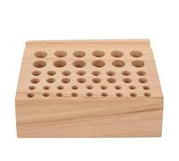 Leather Craft Tool Holder, Wooden Punch Tool Stand with 46 Holes in Multiple Sizes, Beech Wood Leatherworking Tool Rack for Stamps Chisels Brushes Needles