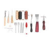 Leather Crafting Tools Kit, Leather Working Tools Set with Wax Thread Needles Awl Scissors for DIY Stitching Punching Cutting Sewing Repair on Leather Fabric