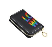 Leather Credit Card Holder Zipper Card Wallet Slim Organizer Case Business Card Case Love Wins Pride Rainbow for Woman Man