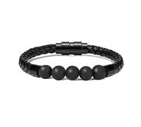 Leather Cremation Memorial Urn Bracelet Lava Stone 316L Stainless Steel Cremation Bangle Keepsake Urn Bracelet for Ashes, 18cm/7.08in, Stainless Steel, no gemstones