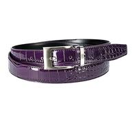 Leather Croc Print Belt, 32, Purple