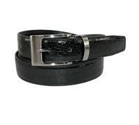 Leather Croc Print Dress Belt with Clamp On Buckle, 38, Black