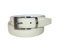 Leather Croc Print Dress Belt with Clamp On Buckle, 40, Beige