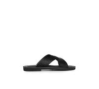 Leather Cross-Over Sandals with Logo Tape 7 UK