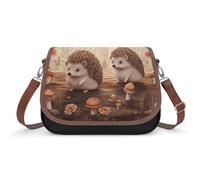 Leather Crossbody Bag for Women, Nature Lovely Hedgehog Lovers Shoulder Handbag Adjustable Shoulder Bag with Removable Strap