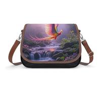 Leather Crossbody Bag for Women, Phoenix Is Flying Shoulder Handbag Adjustable Shoulder Bag with Removable Strap