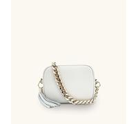 Leather Crossbody Bag With Gold Chain Shoulder Strap Apatchy London Off White One Size