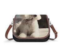 Leather Crossbody Bags for Women French Poodle Shoulder Bag with Adjustable Strap And Zipper Closure, Clutch Tote Hobo Handbags