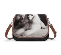 Leather Crossbody Bags for Women French Poodle Shoulder Bag with Adjustable Strap And Zipper Closure, Clutch Tote Hobo Handbags