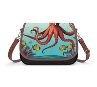 Leather Crossbody Bags for Women Giant Octopus Shoulder Bag with Adjustable Strap And Zipper Closure, Clutch Tote Hobo Handbags