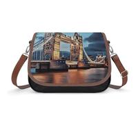 Leather Crossbody Bags for Women Tower Bridge in London Shoulder Bag with Adjustable Strap And Zipper Closure, Clutch Tote Hobo Handbags
