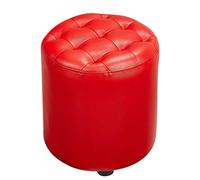 Leather Cube Ottoman Pouf Upholstered Footstool with Solid Wood Base Stylish Square Design for Living Room Coffee Table & Small Bench (35x35x40cm / 14x14x16inch)