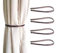 Leather Curtain Holdbacks, 4 pcs Curtain Buckle for Window Draperies of Home Hotel Curtain Holders, Decoration Creative Curtains Tieback (Reddish Brown)