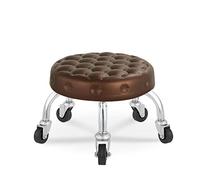 Leather Cushion Low Roller Seat Stool with Backrest - Small 360° Rotating Chair for Home, Office, and Salon Use - Comfortable and Durable Wheel Stool