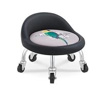 Leather Cushion Low Roller Seat with Back Rest - 360° Rotating Small Stool Chair for Wheel Rolling, Perfect for Home, Office, or Salon Use.
