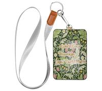 Leather Cute Badge Holder Pink Carnation Green Leaves William