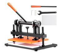 Leather Cutting Machine Manual Die Cutter with Embossing Plate, 14.2 x 10.2 in, 0.47 in Pressure Stroke, Dual Guide Shafts for Various Materials