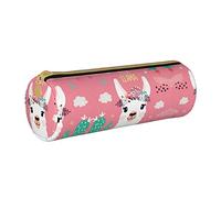 Leather Cylindrical Pencil Case ?Cute Llama Pattern Portable Office Stationery Pouch Stationery Box School Supplies