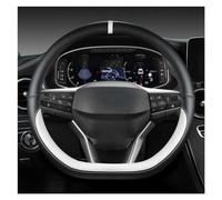 Leather D-Shape Steering Wheel Cover for SEAT Ateca/Leon/Arona/Ibiza,White