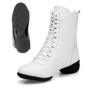 Leather Dance Shoes Women's Elegant Ankle Boots with Square Heel and Lacing Short Shoes Lace-Up Shoes for Dancing Fitness Jazz Shoes Gymnastics Waltz Foxtrot Swing Disco, O Wine2, 7 UK