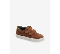Leather Derby Shoes with Touch Fasteners for Boys brown medium solid