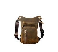 Leather Design Men's Crossbody Bag Coffee Organizer Fanny Belt Leg Bag