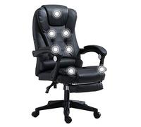 Leather Desk Gaming Chair with Footrest 7-point Massage Ergonomic High Backrest Office Computer Chair Bearing capacity: 330 Lbs (Color : Black)