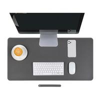 Leather Desk Pad, Large Laptop Keyboard Mouse Mat with Strap, Curlable Waterproof Extended Writing Pads Table Protector for Office Home Game Work (Dark Gray,60x30cm)