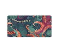 Leather Desk Pad Protector, Abstract Octopus Mouse Pad, Office Desk Mat XXL Extended Gaming Mousepad, Non-Slip Keyboard Pad Waterproof Writing Pad for Office Home 23.6" X 11.8"