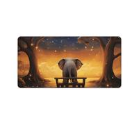 Leather Desk Pad Protector, Animal Elephant Owl Tree Moon Star Mouse Pad, Office Desk Mat XXL Extended Gaming Mousepad, Non-Slip Keyboard Pad Waterproof Writing Pad for Office Home 23.6" X 11.8"