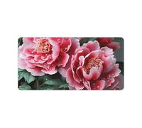 Leather Desk Pad Protector, Beautiful Peony Flower Mouse Pad, Office Desk Mat XXL Extended Gaming Mousepad, Non-Slip Keyboard Pad Waterproof Writing Pad for Office Home 23.6" X 11.8"