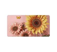 Leather Desk Pad Protector, Big Sunflower Mouse Pad, Office Desk Mat XXL Extended Gaming Mousepad, Non-Slip Keyboard Pad Waterproof Writing Pad for Office Home 23.6" X 11.8"