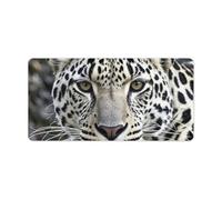 Leather Desk Pad Protector, Black and White Leopard Face Mouse Pad, Office Desk Mat XXL Extended Gaming Mousepad, Non-Slip Keyboard Pad Waterproof Writing Pad for Office Home 23.6" X 11.8"