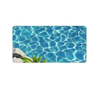 Leather Desk Pad Protector, Blue Aqua Pool Water Mouse Pad, Office Desk Mat XXL Extended Gaming Mousepad, Non-Slip Keyboard Pad Waterproof Writing Pad for Office Home 23.6" X 11.8"