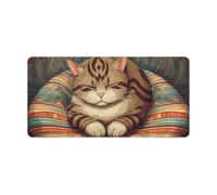 Leather Desk Pad Protector, Cat Sleeps on The Mat Mouse Pad, Office Desk Mat XXL Extended Gaming Mousepad, Non-Slip Keyboard Pad Waterproof Writing Pad for Office Home 23.6" X 11.8"