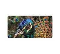 Leather Desk Pad Protector, Colored Peacock Mouse Pad, Office Desk Mat XXL Extended Gaming Mousepad, Non-Slip Keyboard Pad Waterproof Writing Pad for Office Home 23.6" X 11.8"