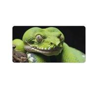 Leather Desk Pad Protector, Cute Green Tree Python Mouse Pad, Office Desk Mat XXL Extended Gaming Mousepad, Non-Slip Keyboard Pad Waterproof Writing Pad for Office Home 23.6" X 11.8"