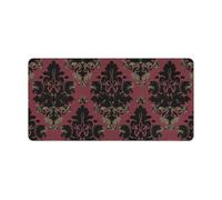 Leather Desk Pad Protector, Dark Red Pattern Mouse Pad, Office Desk Mat XXL Extended Gaming Mousepad, Non-Slip Keyboard Pad Waterproof Writing Pad for Office Home 23.6" X 11.8"