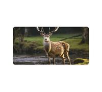 Leather Desk Pad Protector, Deer Nature Mouse Pad, Office Desk Mat XXL Extended Gaming Mousepad, Non-Slip Keyboard Pad Waterproof Writing Pad for Office Home 23.6" X 11.8"