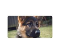 Leather Desk Pad Protector, German Shepherd Puppy Mouse Pad, Office Desk Mat XXL Extended Gaming Mousepad, Non-Slip Keyboard Pad Waterproof Writing Pad for Office Home 23.6" X 11.8"