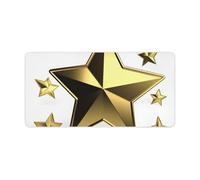 Leather Desk Pad Protector, Gold Star Mouse Pad, Office Desk Mat XXL Extended Gaming Mousepad, Non-Slip Keyboard Pad Waterproof Writing Pad for Office Home 23.6" X 11.8"