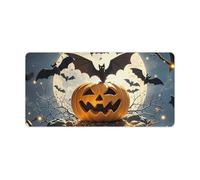 Leather Desk Pad Protector, Halloween Flying Bats Mouse Pad, Office Desk Mat XXL Extended Gaming Mousepad, Non-Slip Keyboard Pad Waterproof Writing Pad for Office Home 23.6" X 11.8"